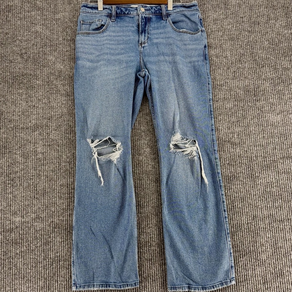 Hollister Jeans Womens 2R W26 Blue Low Rise Baggy Distressed Ripped Denim Knee - Picture 1 of 11